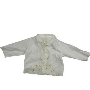 Handmade Vintage Floral White Cotton Infant Baby Shirt Newborn
